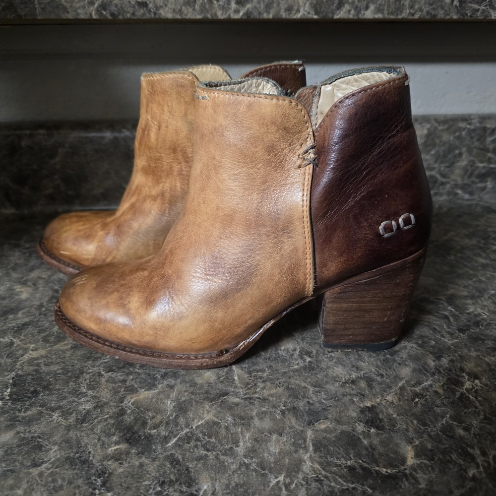Bed Stu Yell Distressed Leather Side Zip Brown Boots Women's Size 7